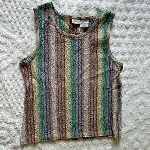 Cabin Creek Large Tank Top, Muted Rainbow Stripes, 99% Cotton